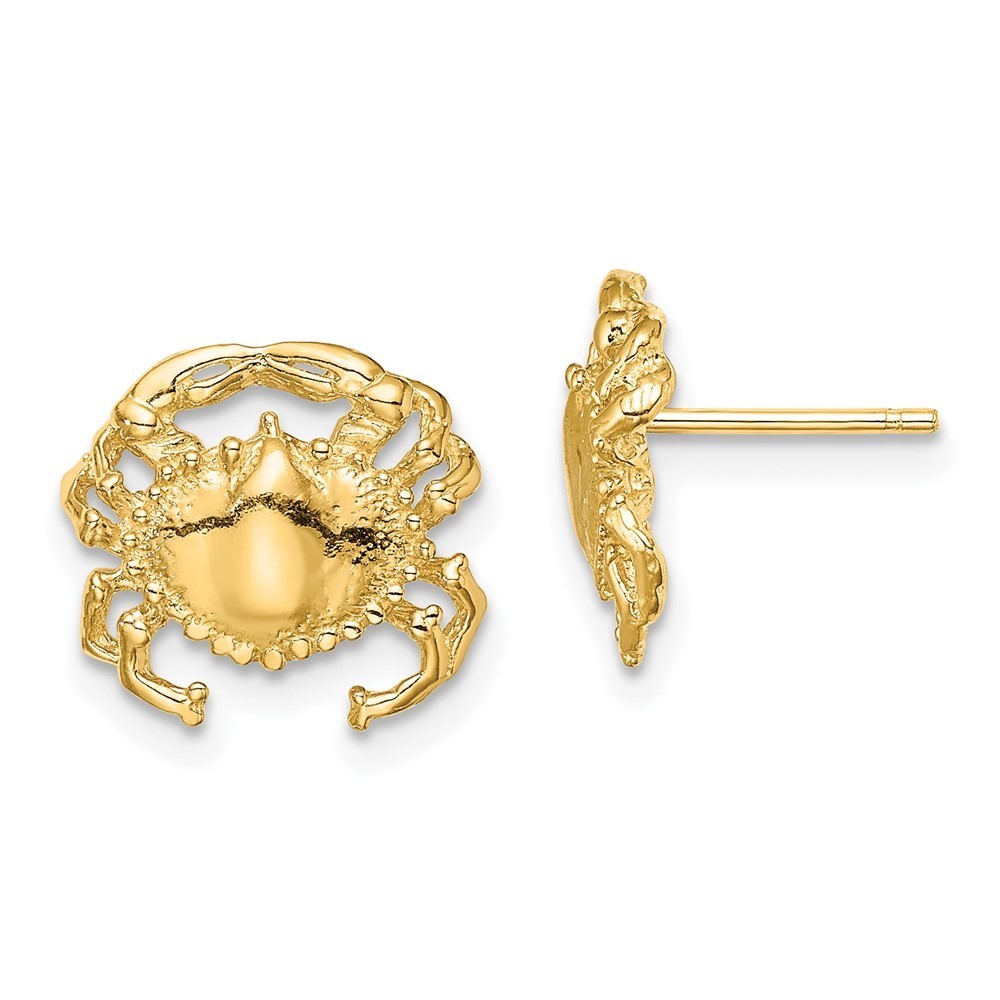 Million Charms 14k Yellow Gold Polished / 2-D Crab Post Earrings